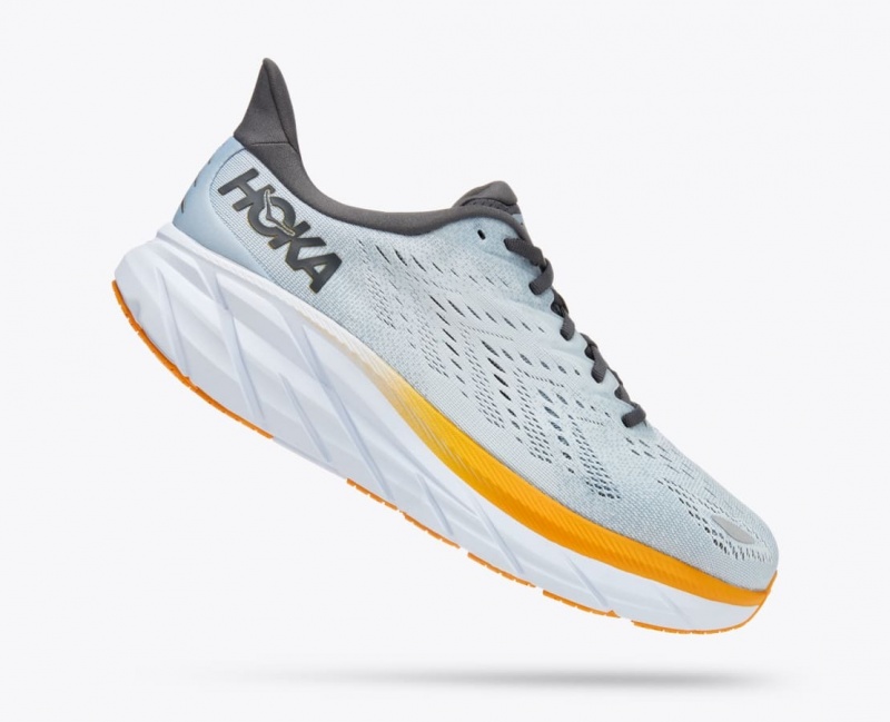 Light Blue / Orange HOKA Clifton 8 Men's Running Shoes | 0516748-KN