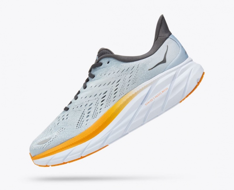 Light Blue / Orange HOKA Clifton 8 Men's Running Shoes | 0516748-KN