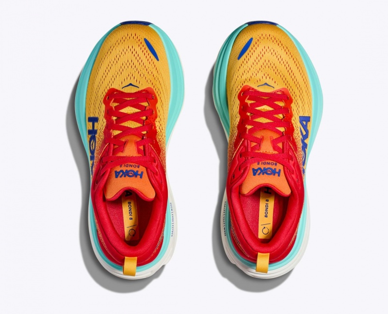 Orange / Red / Turquoise HOKA Bondi 8 Women's Running Shoes | 4091327-EB