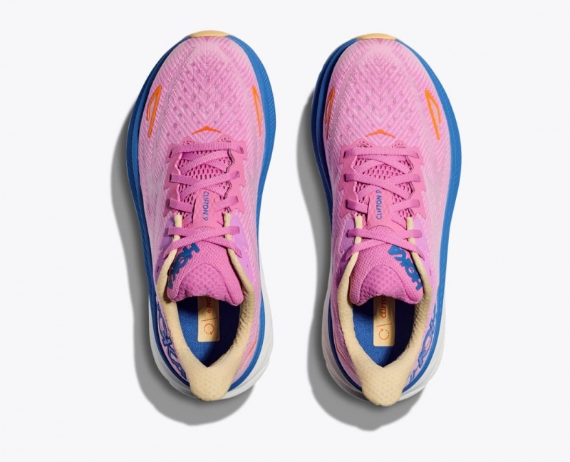 Pink / Blue HOKA Clifton 9 Women's Running Shoes | 4263051-NL