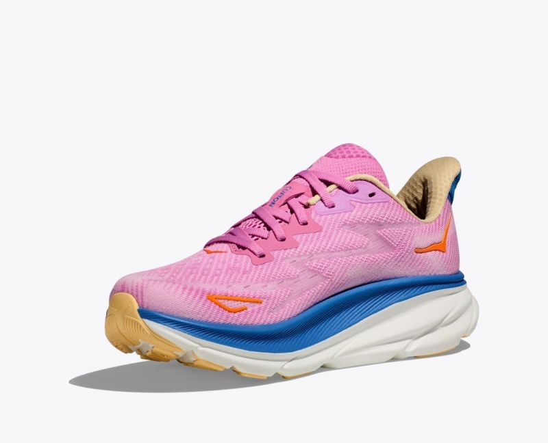 Pink / Blue HOKA Clifton 9 Women's Running Shoes | 4263051-NL