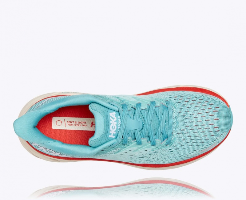 Turquoise HOKA Clifton 8 Women's Running Shoes | 6057914-WA