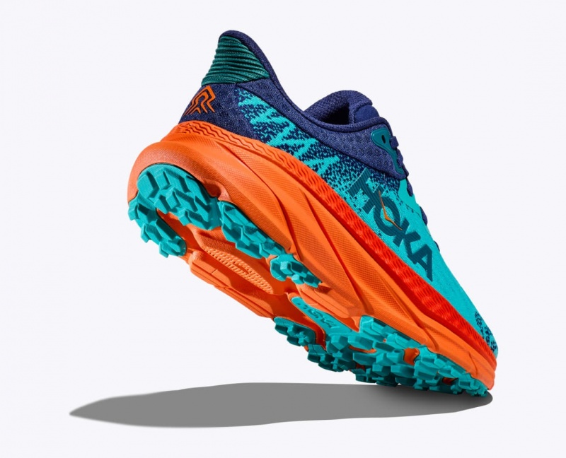 Turquoise / Orange HOKA Challenger 7 Men's Trail Running Shoes | 2813604-XS