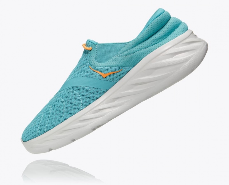 Turquoise / White HOKA Ora Recovery 2 Men's Slip On Shoes | 2904618-VW