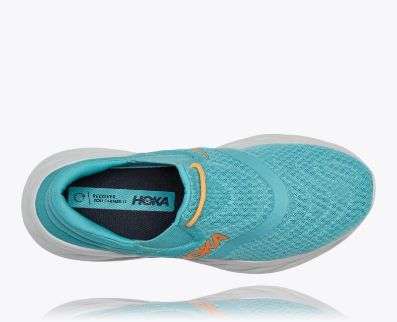 Turquoise / White HOKA Ora Recovery 2 Men's Slip On Shoes | 2904618-VW