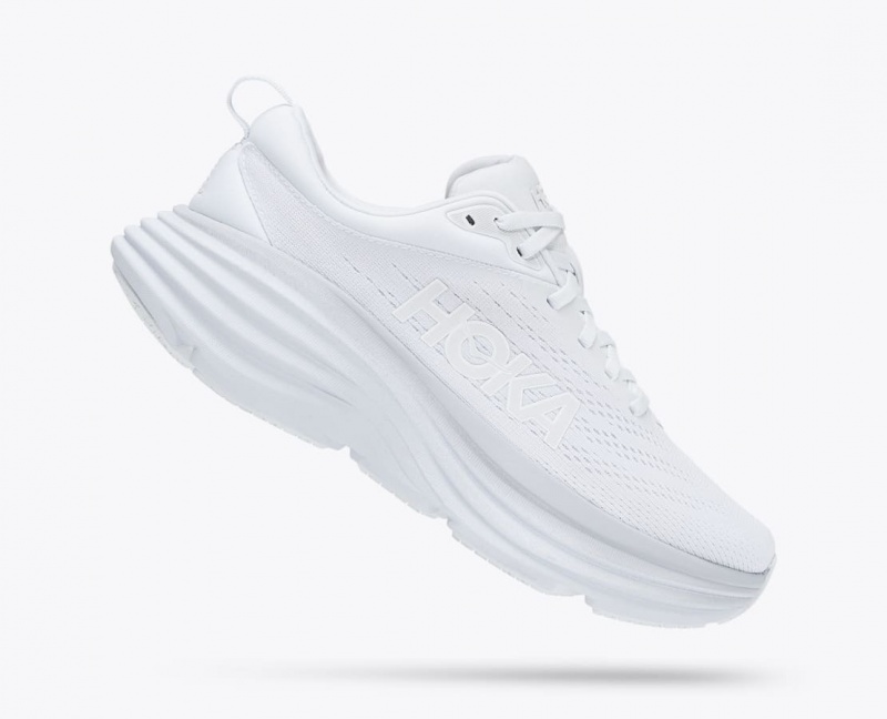 White HOKA Bondi 8 Women's Running Shoes | 6194320-AV