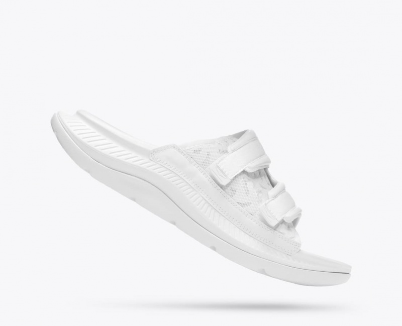 White HOKA Ora Luxe Men's Slide | 8432196-DR