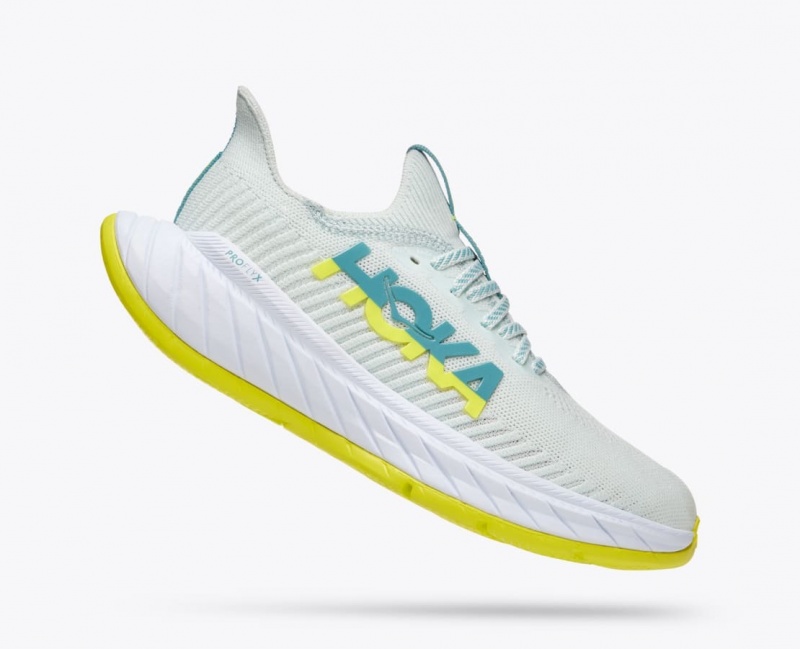 White / Green HOKA Carbon X 3 Women's Running Shoes | 2697450-BT