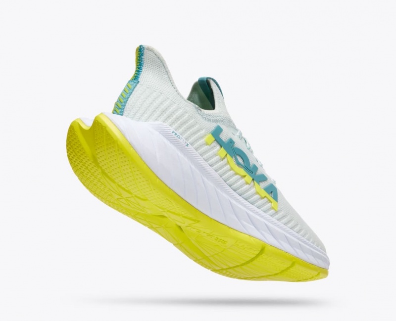 White / Green HOKA Carbon X 3 Women's Running Shoes | 2697450-BT