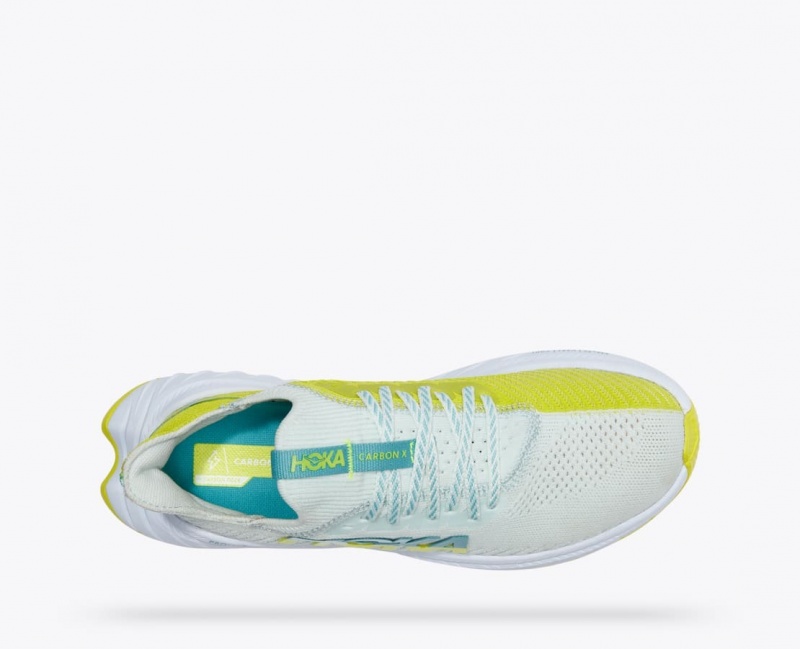 White / Green HOKA Carbon X 3 Women's Running Shoes | 2697450-BT