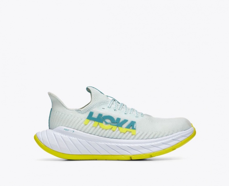 White / Green HOKA Carbon X 3 Women\'s Running Shoes | 2697450-BT