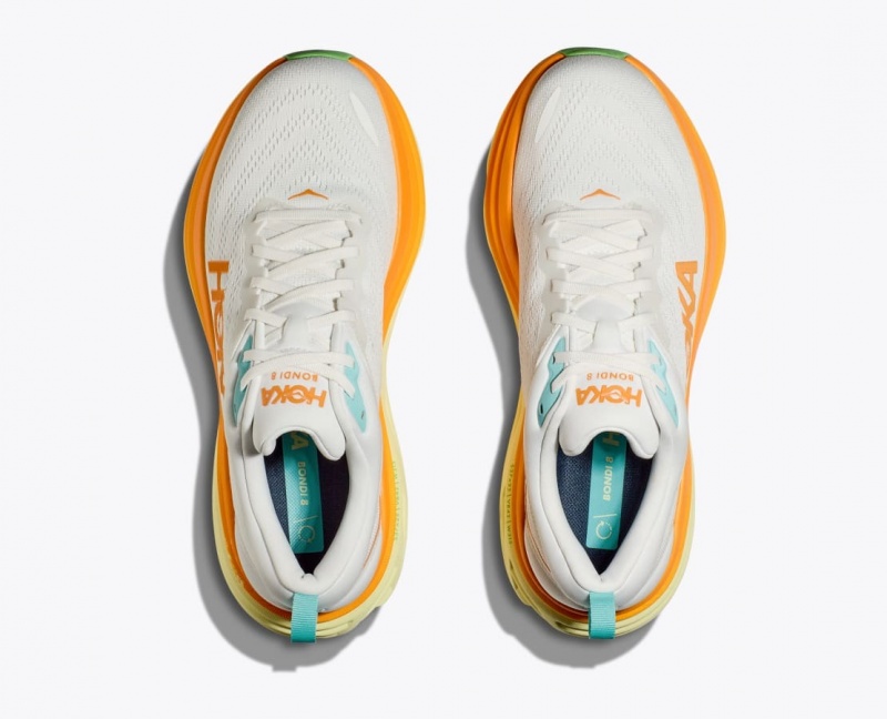 White / Orange HOKA Bondi 8 Men's Running Shoes | 4127360-UE