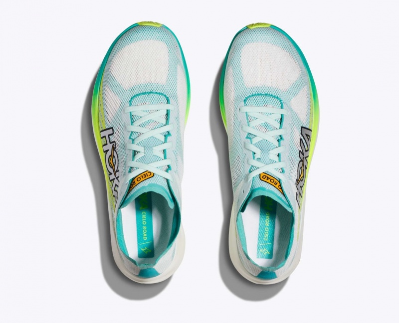 White / Turquoise HOKA Cielo Road Women's Running Shoes | 5612430-XU