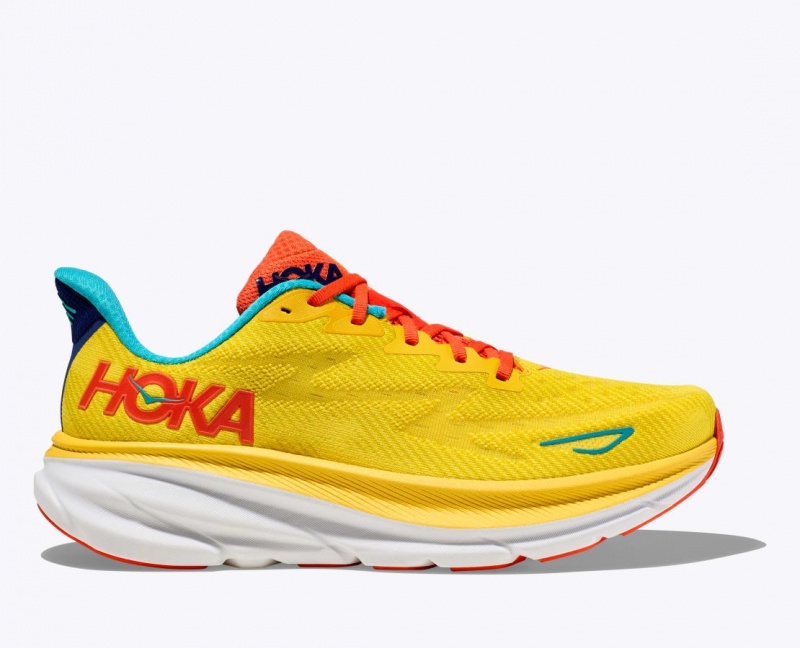 Yellow HOKA Clifton 9 Men\'s Running Shoes | 0136259-SM